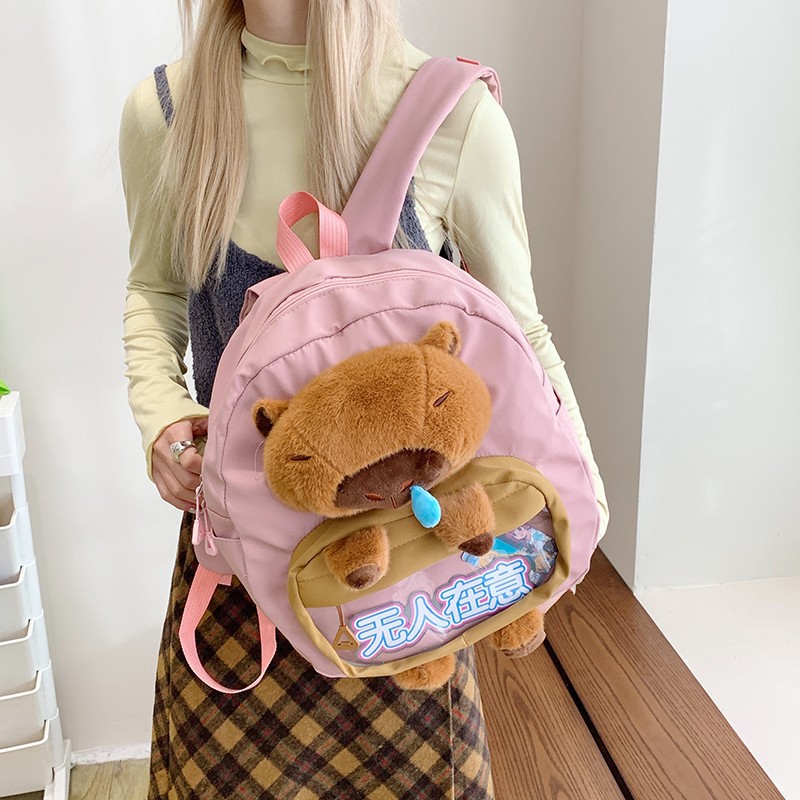 Wholesale of cute Capibara capybara snot large-capacity backpacks, cartoon and funny backpacks, and cute student schoolbags Application Scenario