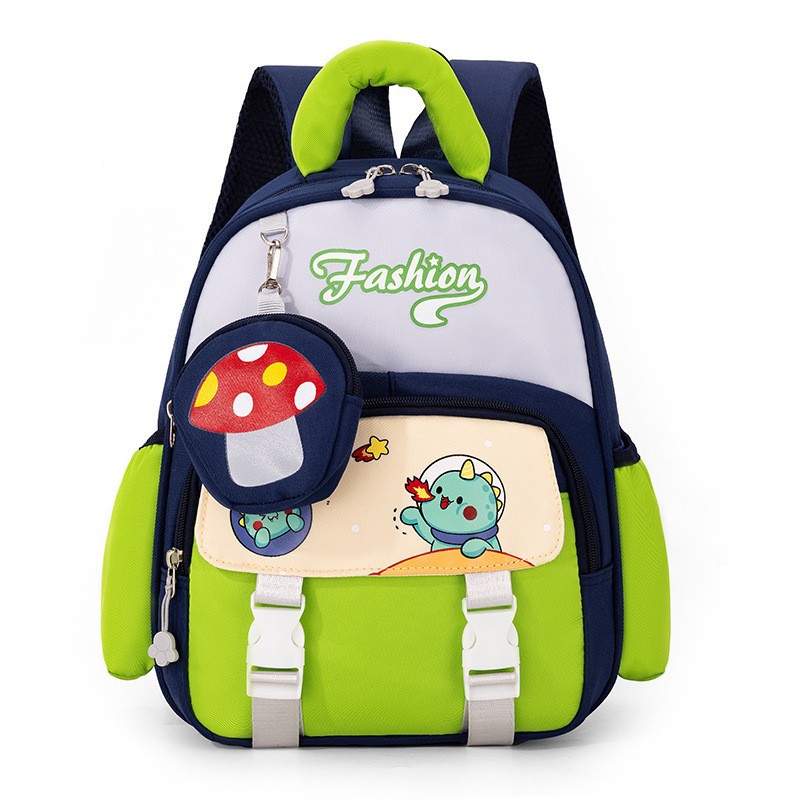 Cartoon burden reduction kindergarten schoolbags, cute 3-6-year-old boys and girls backpacks, color-blocking large-capacity travel bags full figure