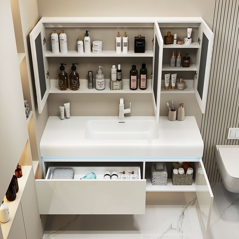 Integrated bathroom cabinet, modern skin feel, simple and intelligent bathroom, washbasin, washbasin combination, light luxury Item Picture
