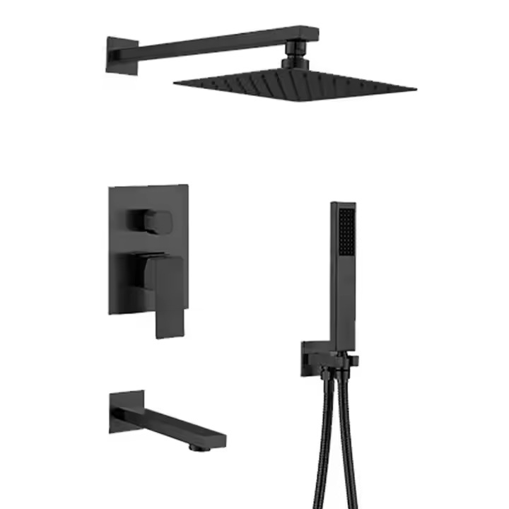 Concealed showerhead built-in wall-mounted set, black concealed pre-embedded ceiling shower top, gold spray, hotel home Specification drawing