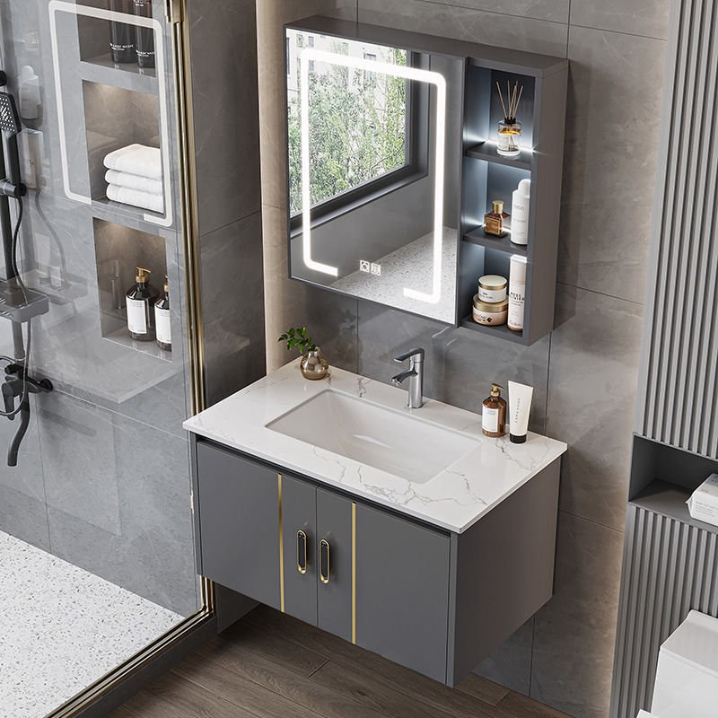 Motijue bathroom cabinet combination bathroom washbasin rock plate small-sized apartment washbasin integrated ceramic washbasin cabinet full figure