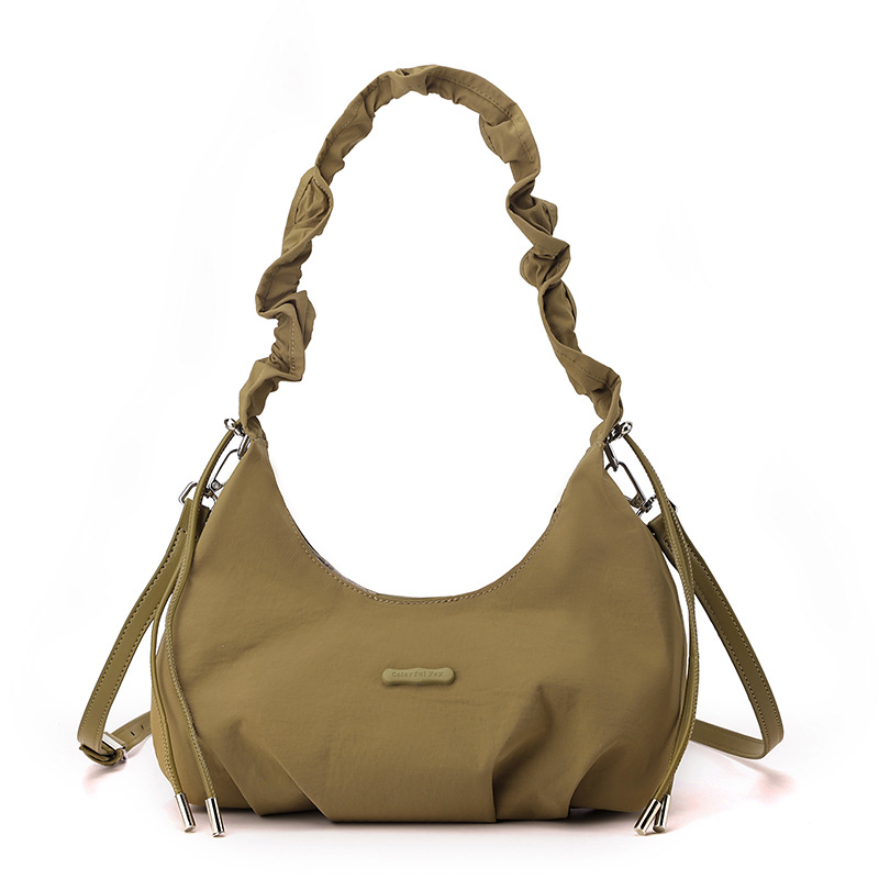 Colorful Fox's new Korean-style women's pleated single-shoulder underarm bag, a high-end solid color niche crossbody bag Item Picture