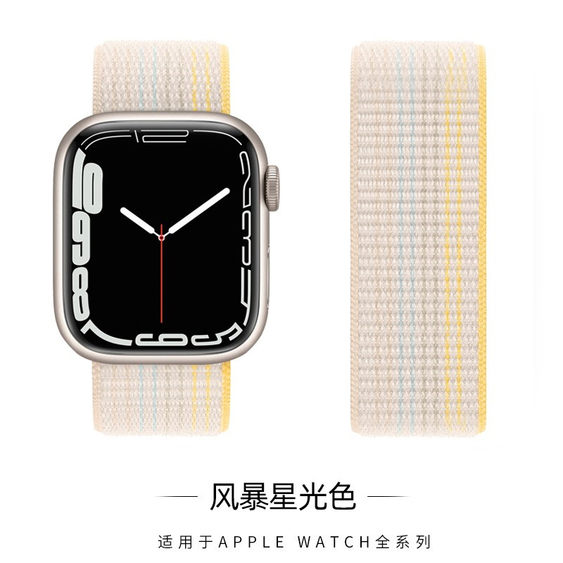 New snap-on Velcro nylon loop double loop watch strap suitable for Apple iwatch7 details Picture