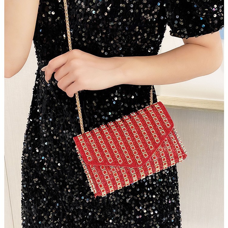 Cross-border bag bestsellers: Women's bag, chain, super shiny diamond-encrusted small square bag, crossbody bag, fashionable and versatile, socialite dinner bag Specification drawing