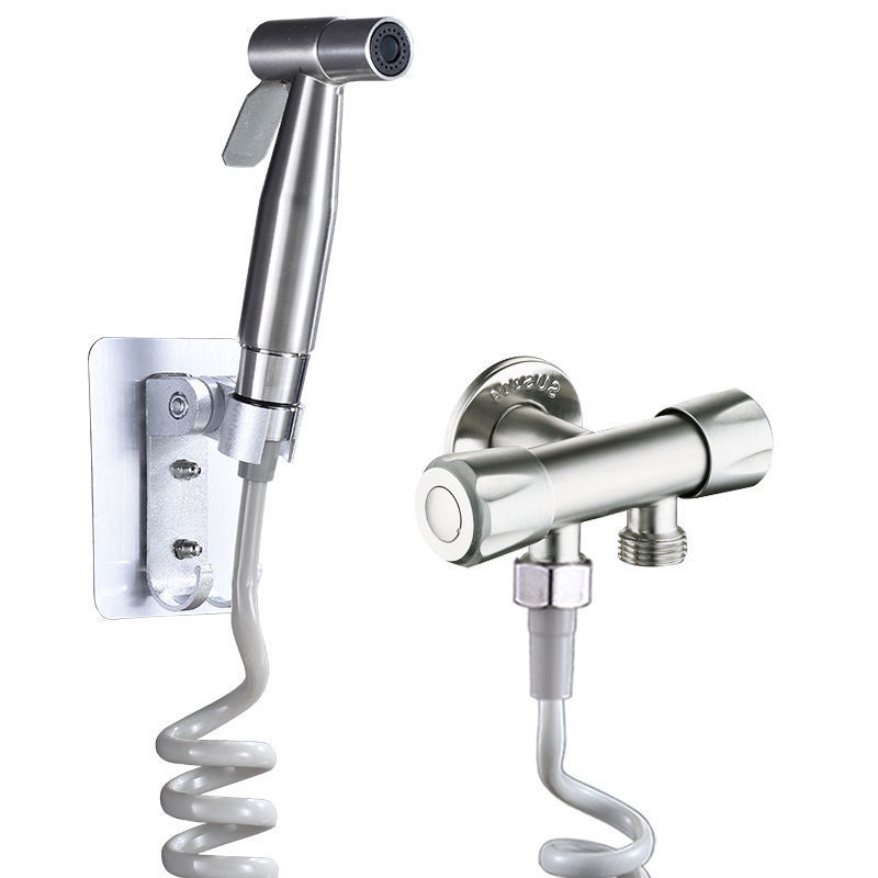 304 stainless steel toilet spray gun, faucet, water gun, bathroom feminine wash flushing device, toilet high-pressure pressure-increasing nozzle full figure