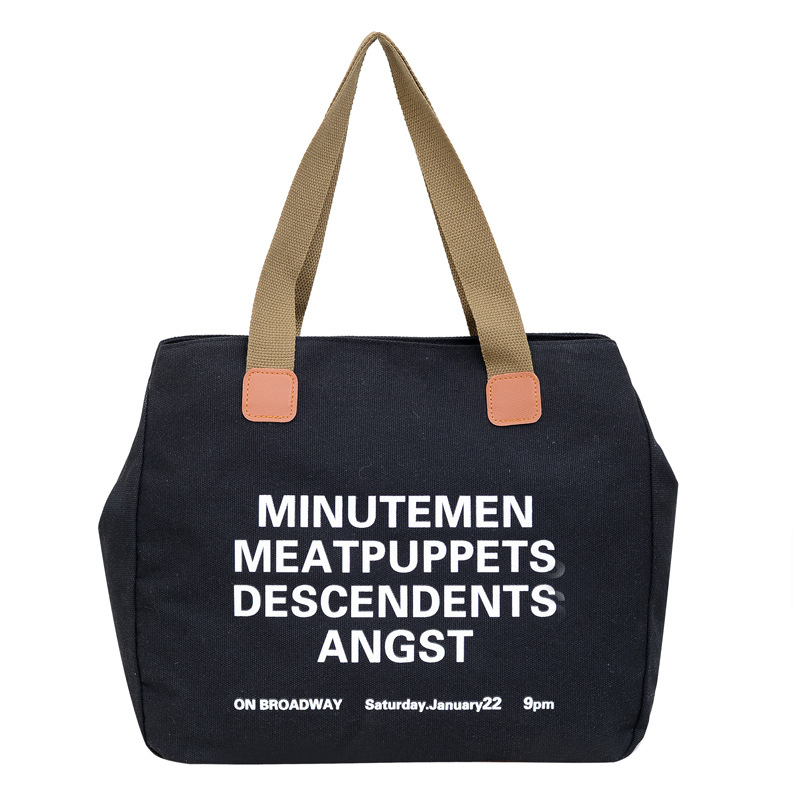 A new large-capacity canvas bag for students' school commute and travel, simple and versatile, crossbody hand-held canvas bag Item Picture