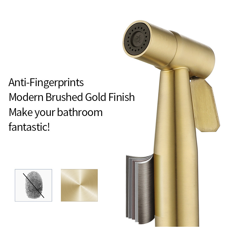 Gold stainless steel spray gun, women's washbasin, toilet set, brushed gold pressurized nozzle, bathroom cleaner, toilet flushing device Application Scenario