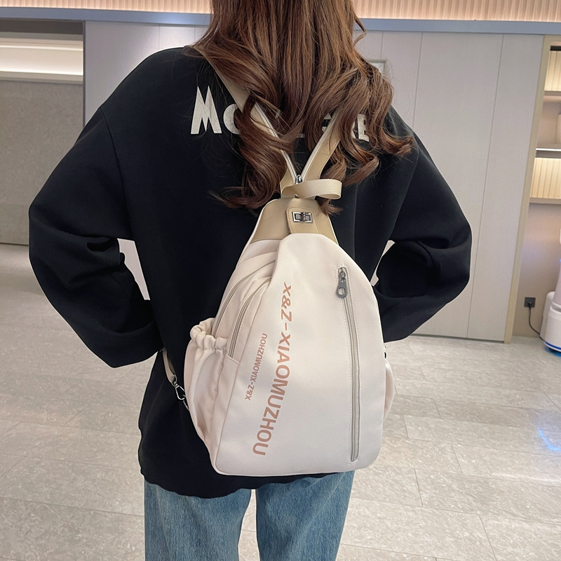 Cross-border women's multi-functional backpack, canvas chest bag, single-shoulder crossbody bag, multi-layered casual large-capacity bag full figure
