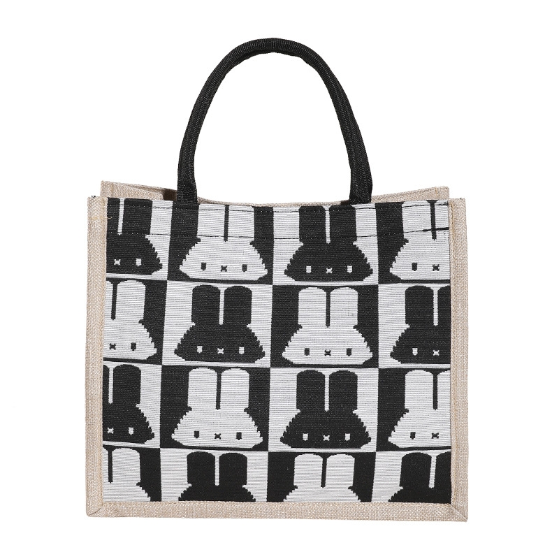 High-end mid-capacity canvas school commuting handbag 2024 new style fashionable and versatile linen single-shoulder tote bag Item Picture