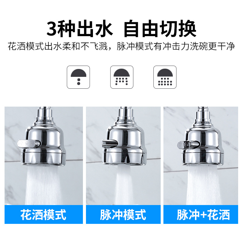 Faucet, shower head, kitchen filter, universal rotating electroplated pressurized foaming device, faucet water outlet filter screen Specification drawing