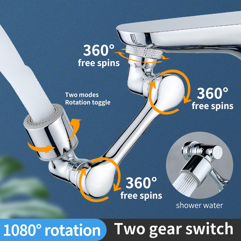 Household multi-functional universal rotating faucet, anti-base water wonder, washbasin mechanical arm, universal faucet extension device full figure