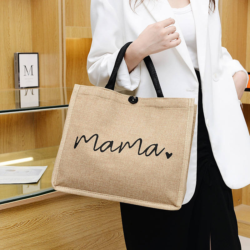 2022 Fashion hand-held linen women's Bag, large-capacity casual single-shoulder bag, Korean-style trendy letter bag, women's one-piece consignment details Picture