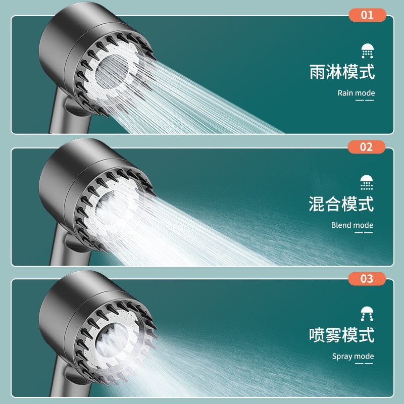 Shower head, pressure-increasing shower head, shower head set, pressure-increasing shower head for household bathing, handheld shower head details Picture