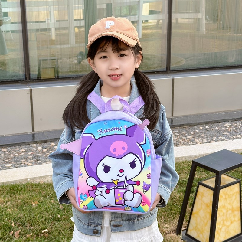 The new 2024 Kuromi kindergarten backpack is cute and cartoonized. It's a lightweight schoolbag and a cute snack bag for kids Application Scenario