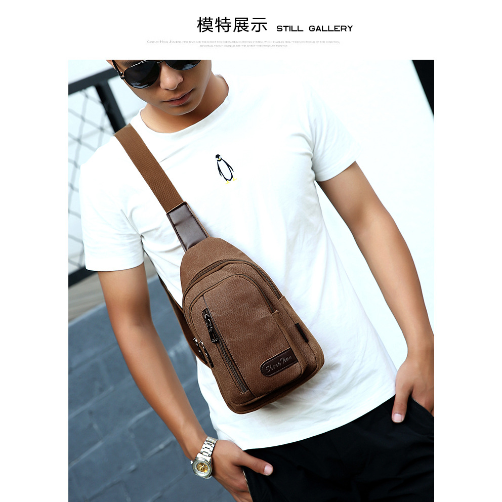 New men's chest bag, casual sports single-shoulder canvas bag, construction site work wear-resistant crossbody bag, cross-border wholesale bag Application Scenario