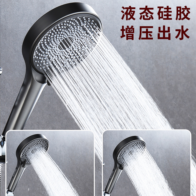 All-copper shower head set, hot and cold pressurized bathroom concealed installation, cream white gun gray minimalist bathroom, hotel apartment shower spray Application Scenario