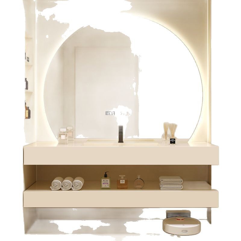 Double-layer rock plate integrated basin, bathroom cabinet, ceramic seamless washbasin, bathroom washbasin, bathroom cabinet processing Item Picture