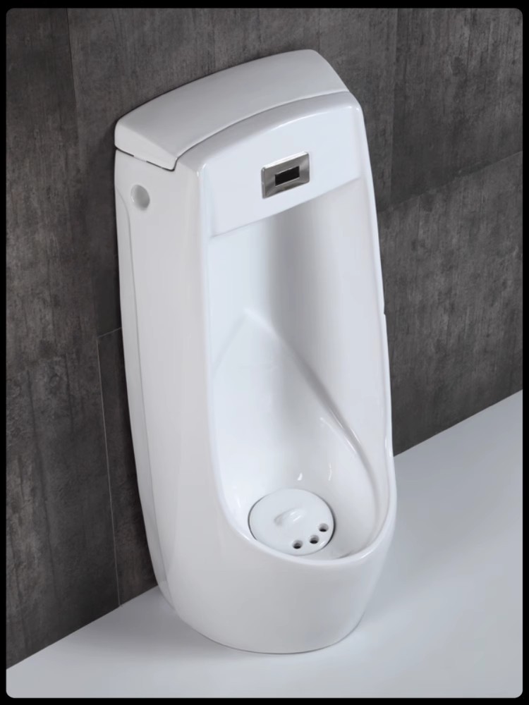 Vertical automatic sensor urinal, ceramic integrated household engineering floor drainage urinal, men's floor-standing urinal details Picture