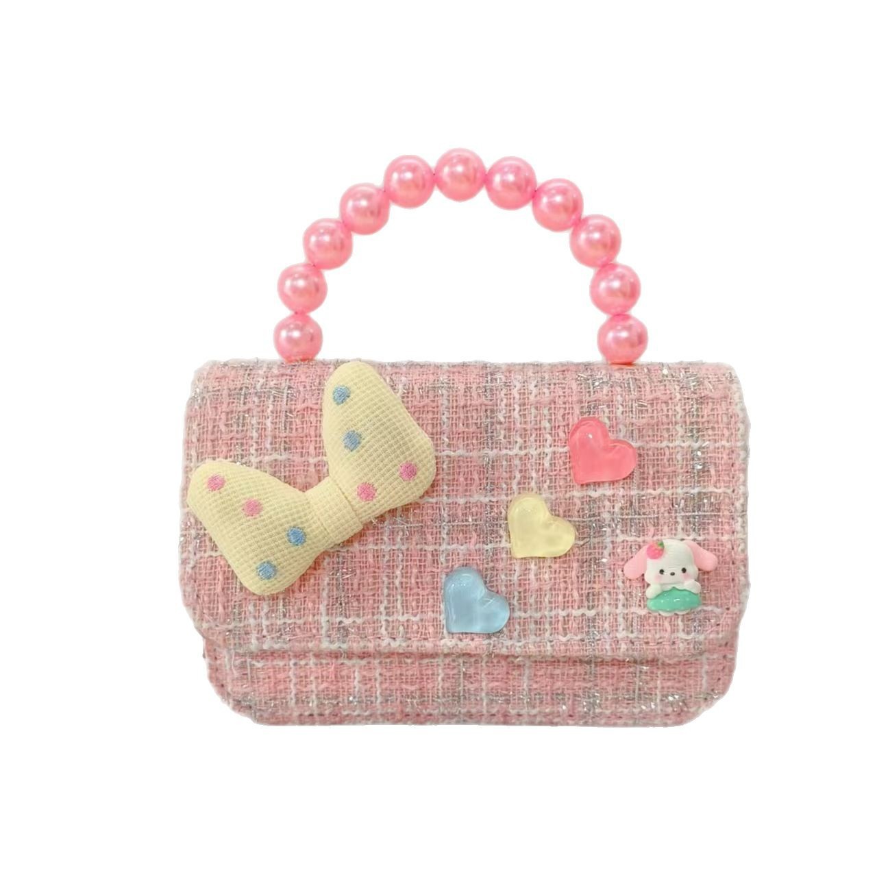 Melody Pearl handbag, princess bag, single-shoulder crossbody loose change accessory, small square bag, chain, girl's lucky money bag Item Picture