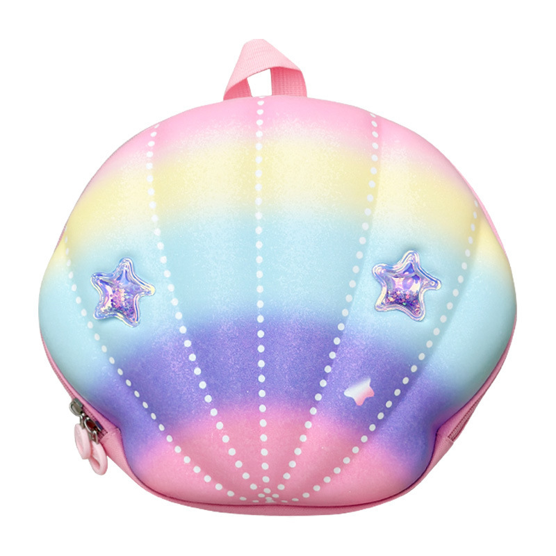 The new children's casual backpack, Rainbow Shell kindergarten schoolbag, is lightweight, waterproof and has a large capacity for boys and girls Item Picture