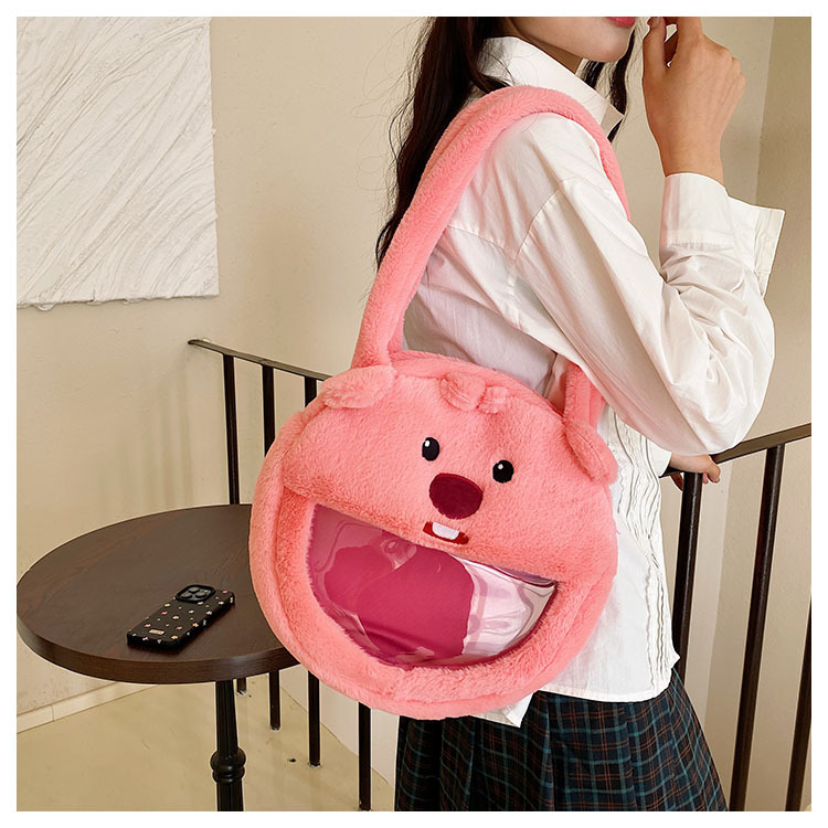 Round pain bag, cute little beaver Lu Bi single-shoulder bag, large-capacity girl jk storage bag, student zipper backpack Specification drawing