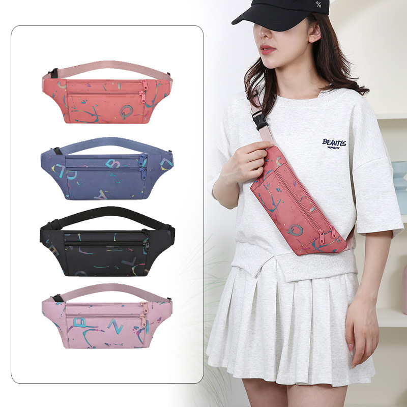 New small bag for women, fashionable printed waist bag for women, fashionable casual outdoor sports and fitness, single-shoulder crossbody bag full figure