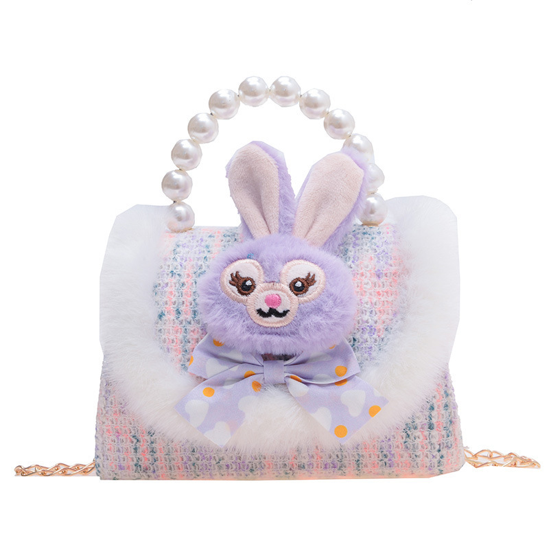 The Korean version of Elsa children's bags, small chanel-style accessories, pearl handbags, and the popular momo single-shoulder crossbody rabbit small bag Item Picture