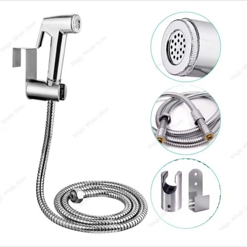 Body wash, women's shower head, pressurized toilet brush, ABS spray gun set, bathroom companion, cleaning, bottom flushing device full figure