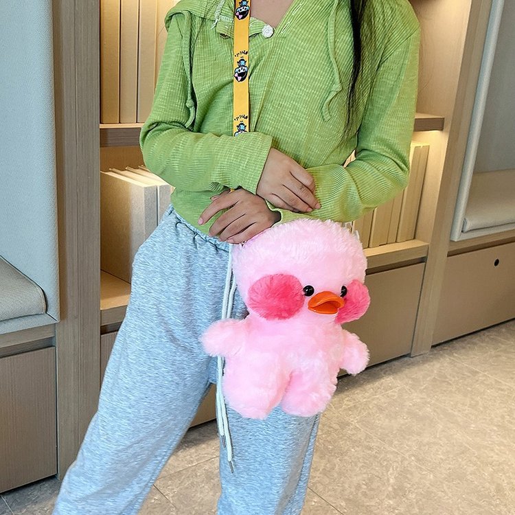 Hyaluronic acid plush duck bag, cute cartoon Instagram crossbody bag, Korean version ugly and cute student doll single-shoulder bag Specification drawing
