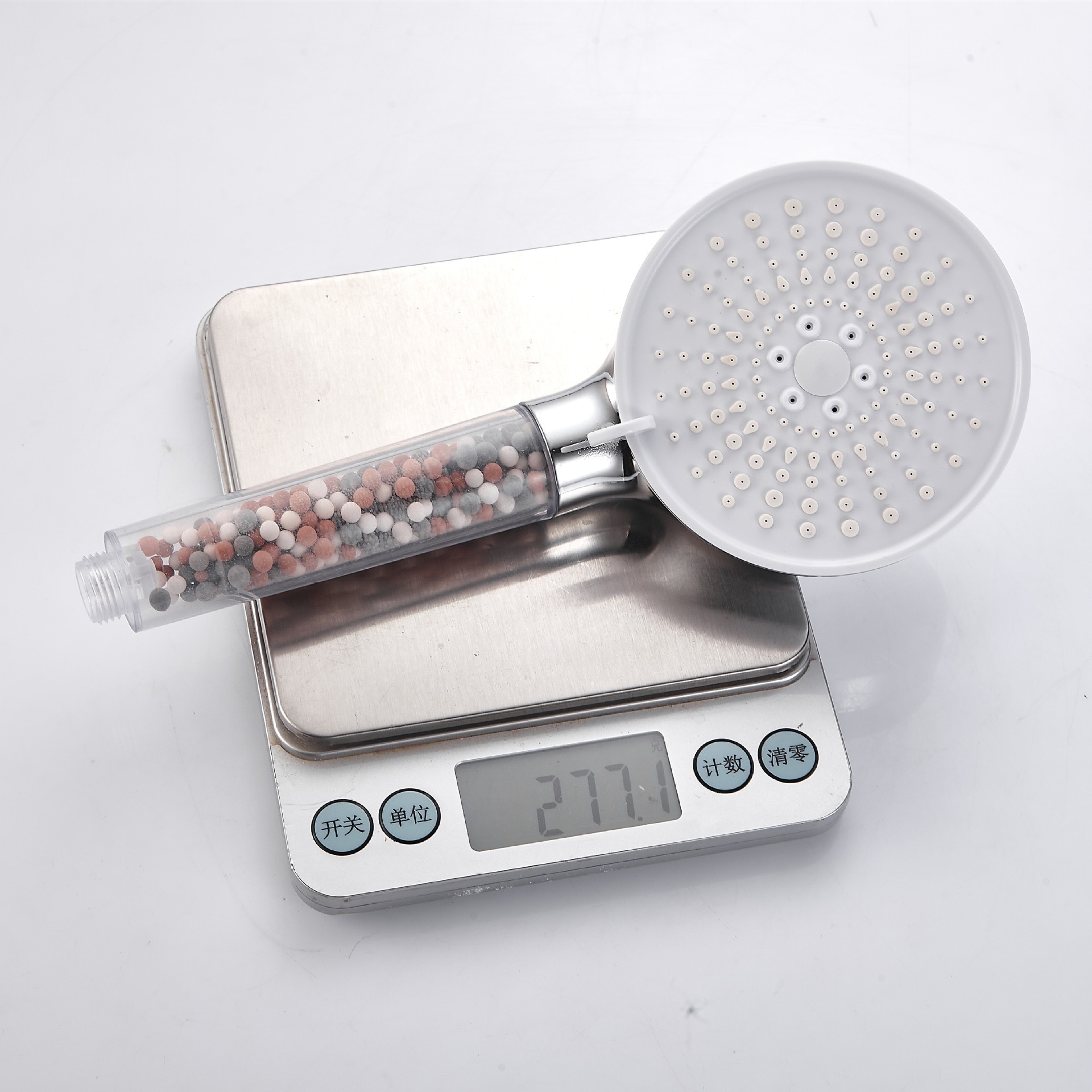 Cross-border five-speed adjustable high-pressure water outlet, negative ion hard water softening and filtration shower head details Picture