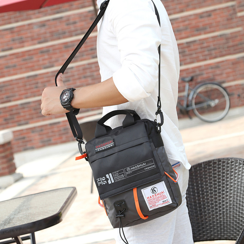 Wholesale men's hand-held crossbody bags, casual single-shoulder bags, outdoor waterproof fabric bags, sports and travel bags, cross-border supply full figure