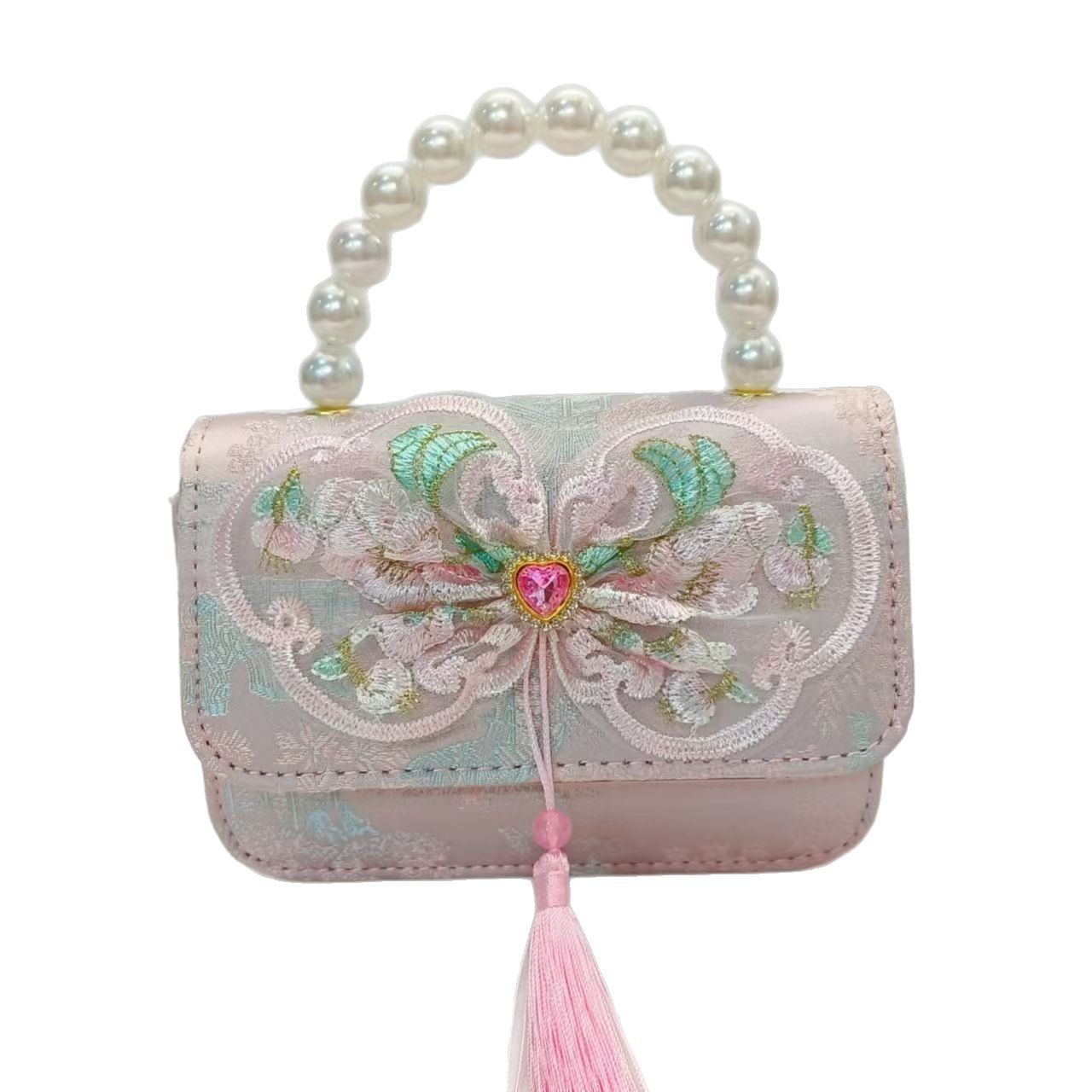 Pearl handbag, Chinese-style bow square bag, chain crossbody bag, girl's Hanfu, ancient-style accessory bag, girl's gift Specification drawing