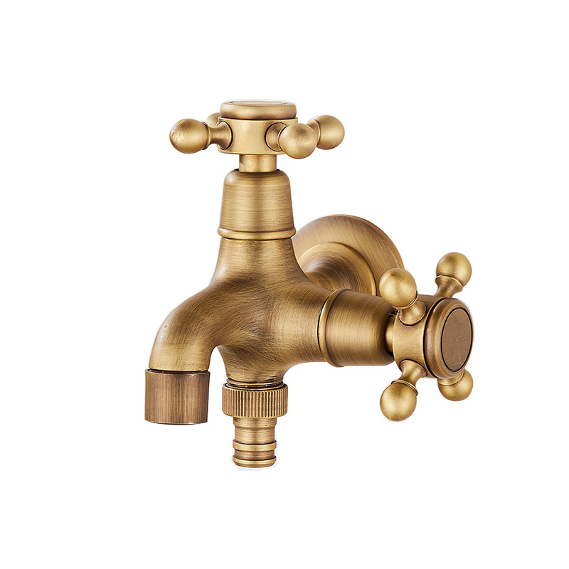 All-copper antique washing machine faucet, extended single-cooling European-style built-in mop sink, 4-minute and 6-minute faucet with spray gun Item Picture