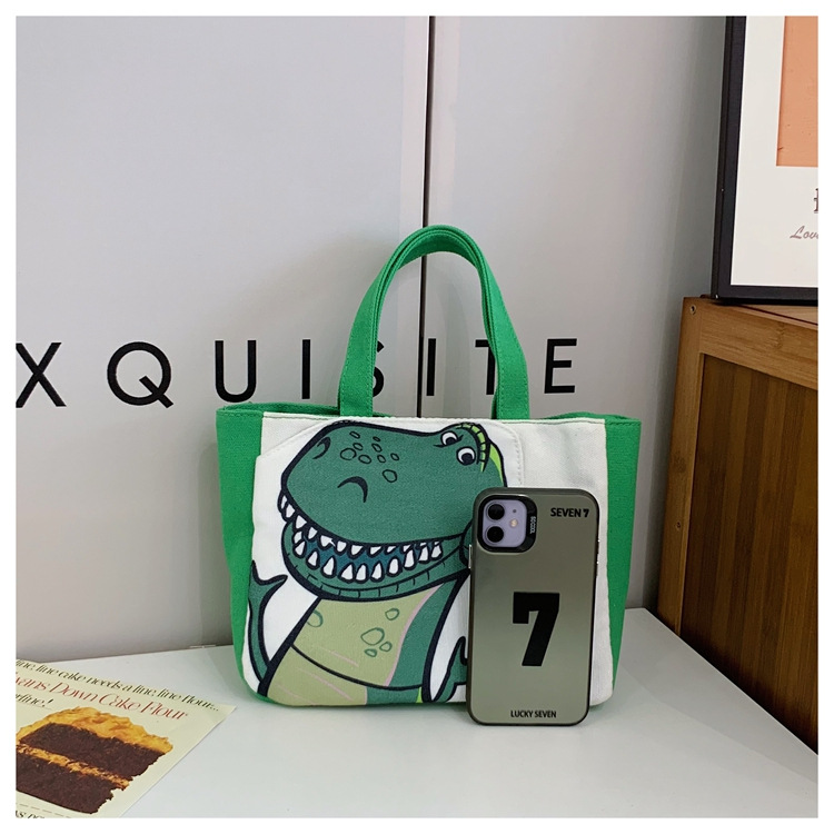 Cute cartoon printed small bag, 2024 summer new style hand-held piggy girl handbag, student storage canvas bag Application Scenario