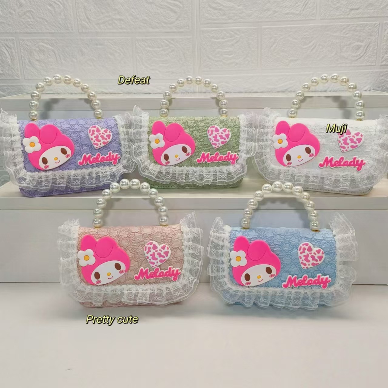Pearl handbag, Melody Princess bag, crossbody accessory chain bag, small square bag, children's and little girls' lucky money bag full figure
