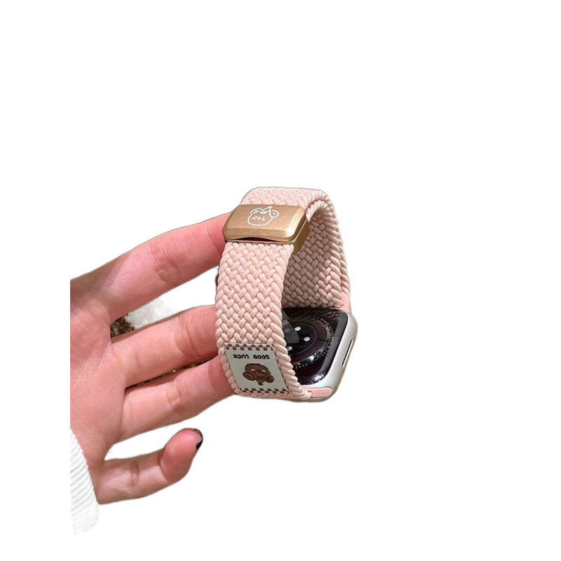 The top hat bear woven watch strap is suitable for the autumn and winter breathable Apple Watch s10 strap, Apple Watch 9/SE7 Item Picture