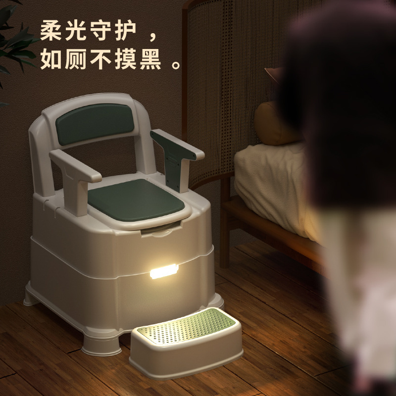 Portable elderly toilet seat, household pregnant women's toilet chair, portable toilet stool for the elderly, anti-odor toilet, indoor full figure