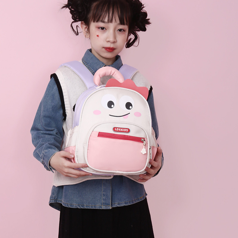New kindergarten schoolbag for first grade, high appearance level, color-blocking travel lightweight backpack, cute cartoon backpack for babies details Picture
