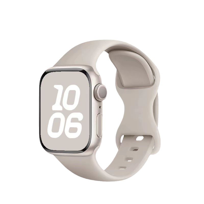 Suitable for Apple wristbands with 8-shaped clasp, butterfly clasp, single-color silicone Apple watch 5/6/7/9 silicone watch strap Item Picture