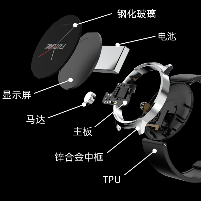 【 Cross-border Watch 】KS02 Smartwatch for Measuring Blood pressure, blood oxygen and body Temperature, NFC sports Waterproof bracelet Specification drawing