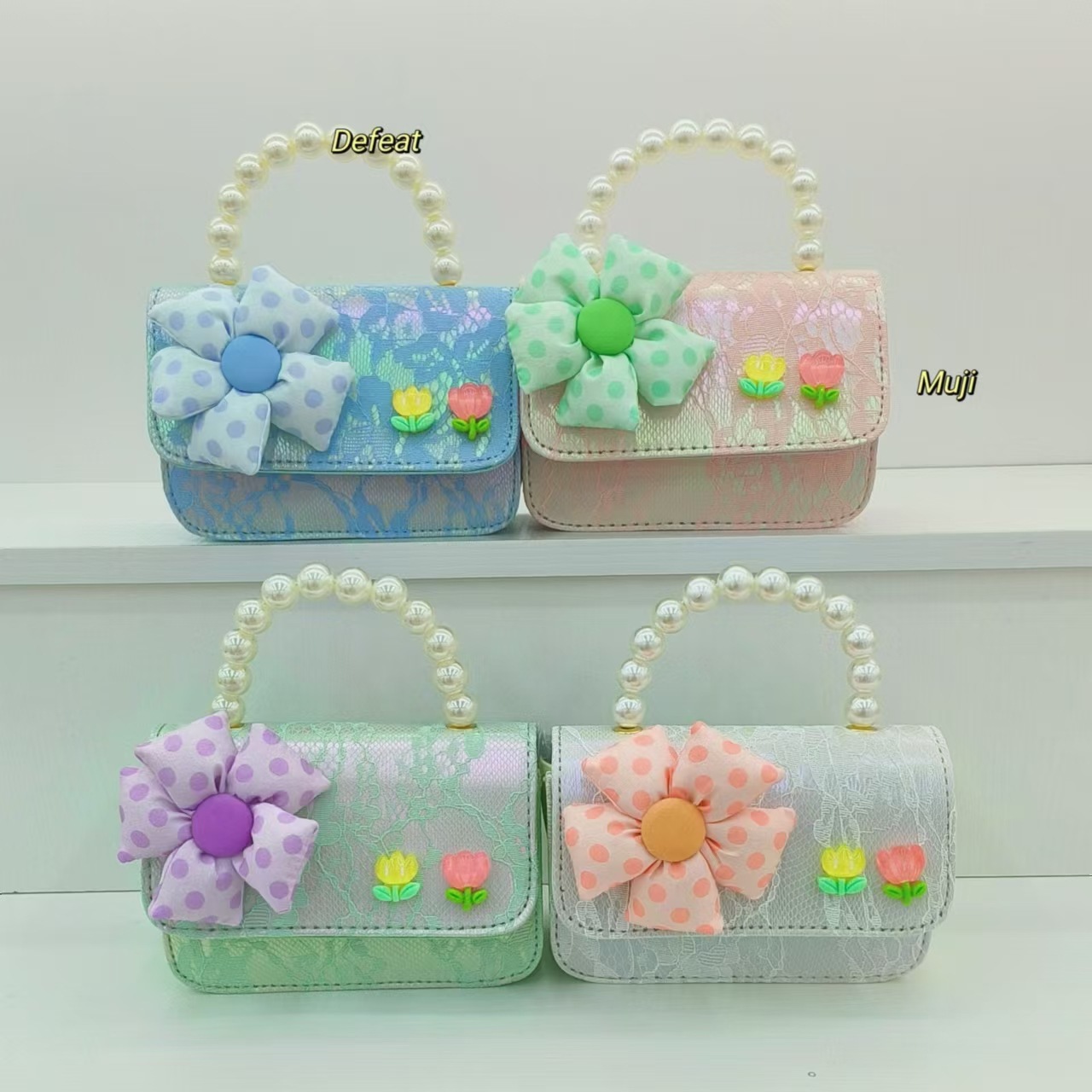Pearl handbag, single-shoulder crossbody bag, loose change accessory bag, flower princess bag, girl gift, chain bag, small square bag full figure