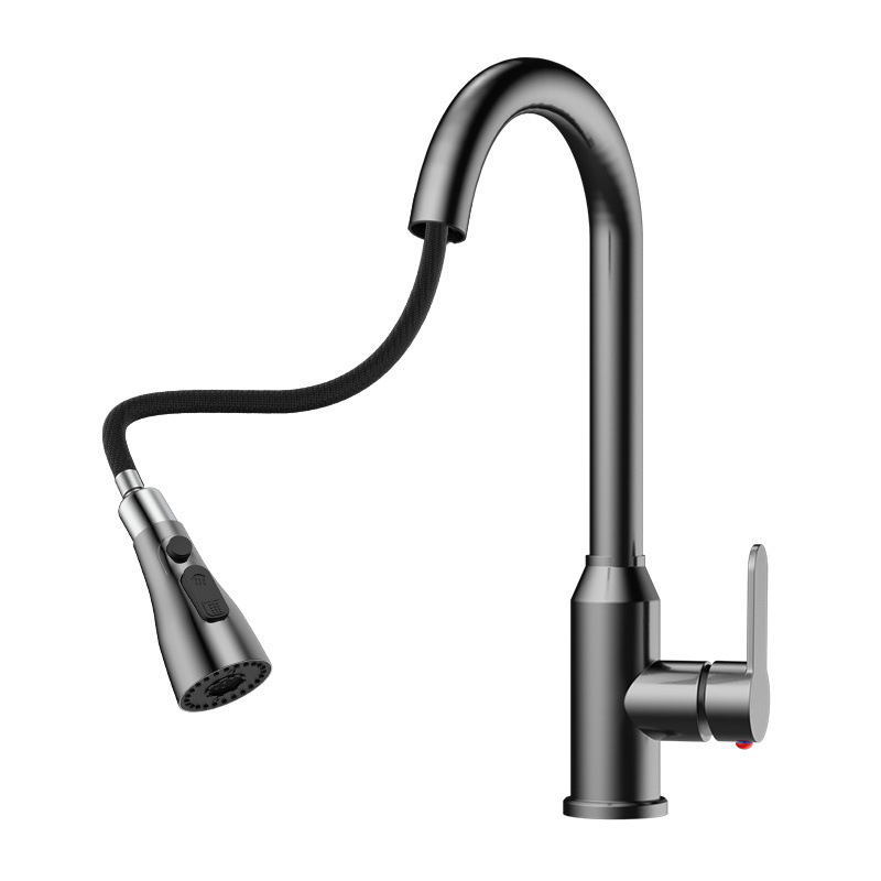 Kitchen faucet for washing vegetables and dishes, dual control of hot and cold, two-in-one, pressure-increasing, anti-splash, telescopic and rotating, universal cross-border e-commerce Item Picture