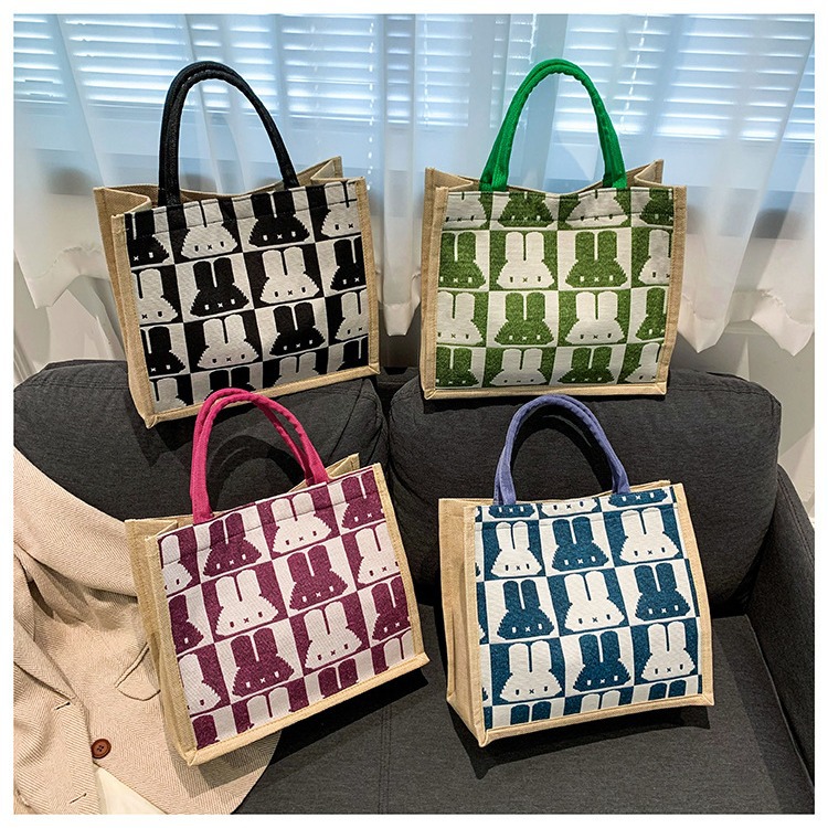 High-end mid-capacity canvas school commuting handbag 2024 new style fashionable and versatile linen single-shoulder tote bag full figure