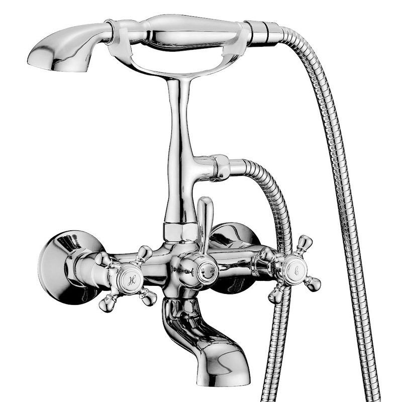 Bathtub faucet wall-mounted, all-copper European classical cold and hot water mixing valve, all-copper bathtub shower head Item Picture