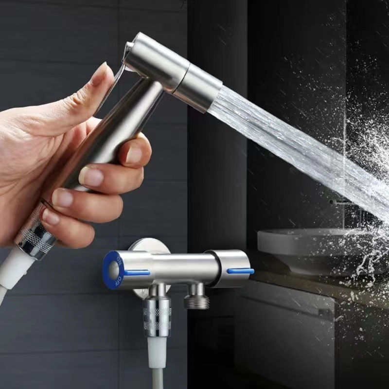 Toilet flush faucet companion high-pressure water bathroom toilet cleaning Angle valve one in and two out universal supply chain Application Scenario