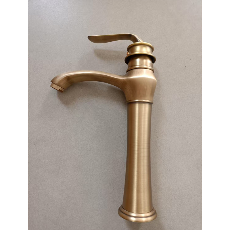 All-copper antique washbasin faucet, bathroom countertop basin, underside basin, cold and hot water faucet, washbasin faucet Specification drawing