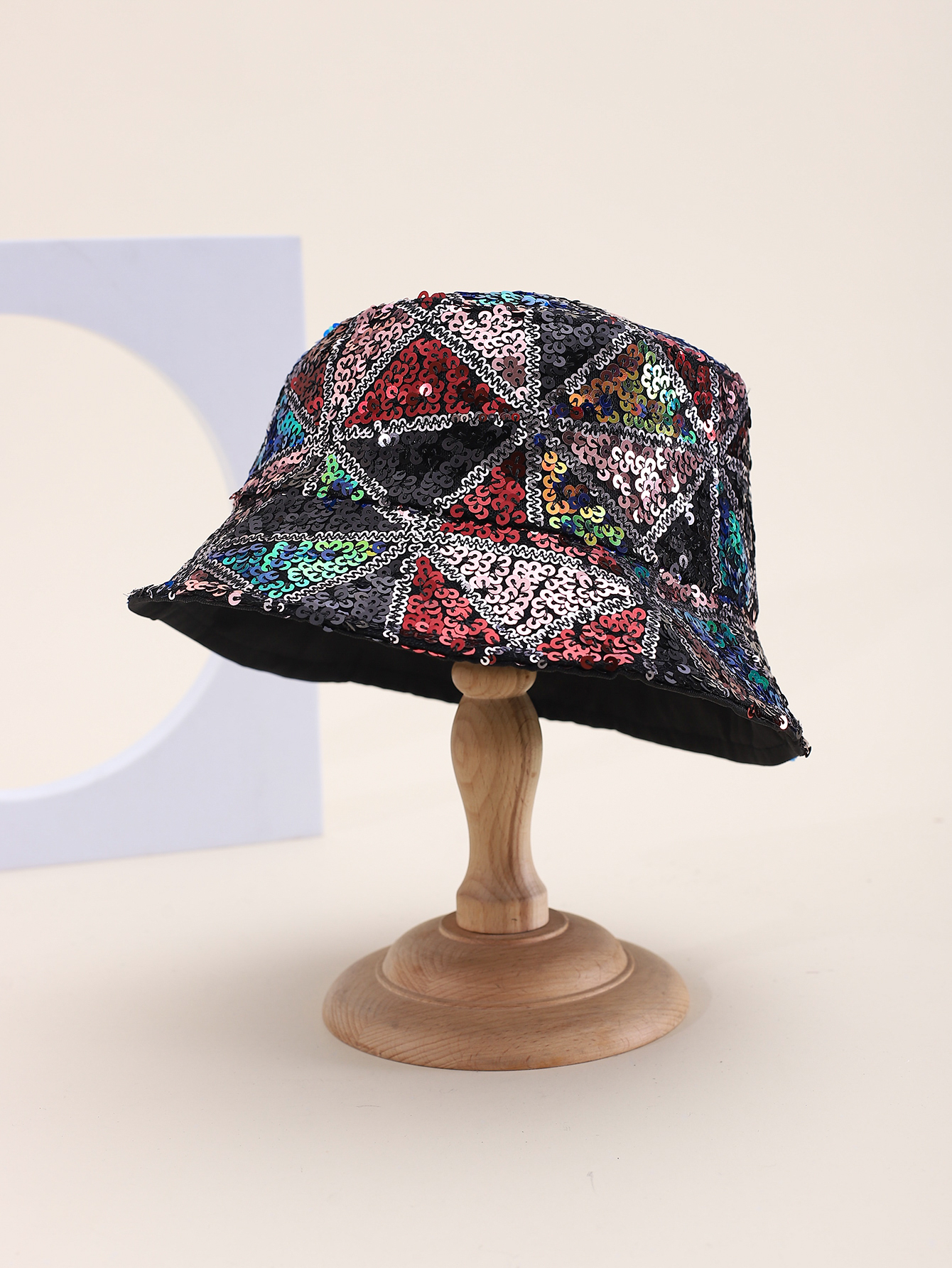 Spring and summer cross-border European and American bestsellers, triangular mixed sequined irregular fisherman hats, fashionable and versatile, travel sun protection and sunshade foldable basin hats, export adult hats, all size 58CM details Picture