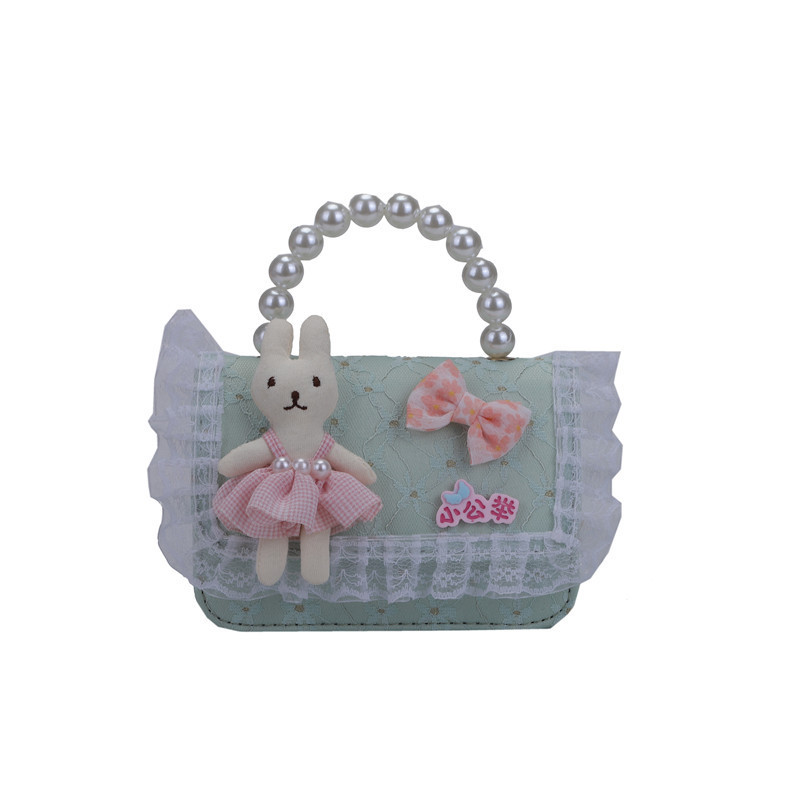 2025 New Chanel-style children's bag, thousand bird pattern Little Flower Rabbit Princess crossbody bag, pearl Fashion handbag Item Picture
