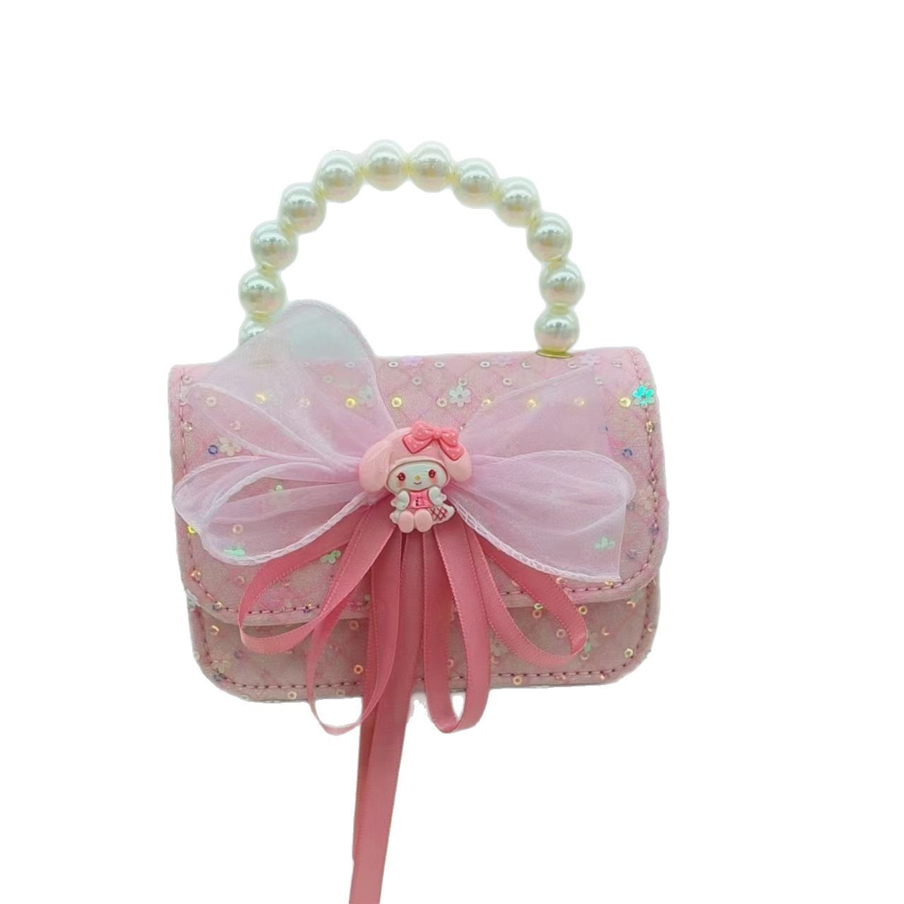 Melody Pearl hand-held princess Bag, Kuromi crossbody accessory bag, Bow Girl Lucky Money Bag, chain bag Item Picture