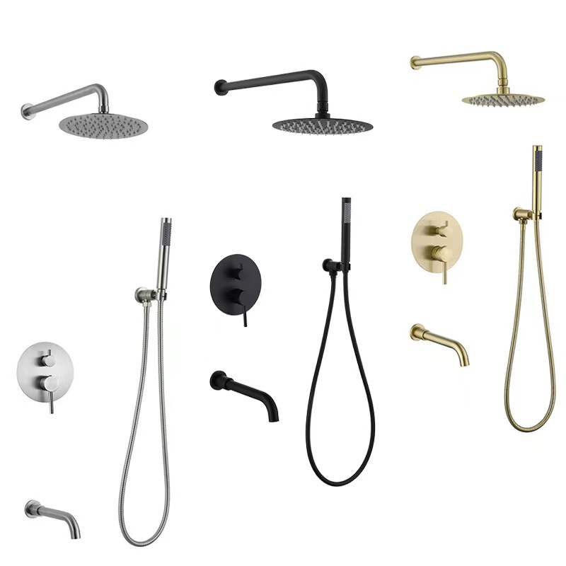 Foreign trade shower head set, cold and hot built-in wall concealed shower faucet